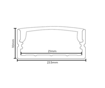 Aluminium extrusion channel 10 x 23.5mm wide 2m length