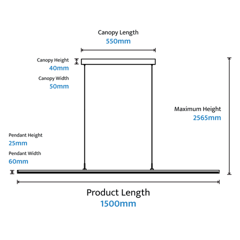 Dazzle 50w CCT LED 1500mm Linear Pendant Brass