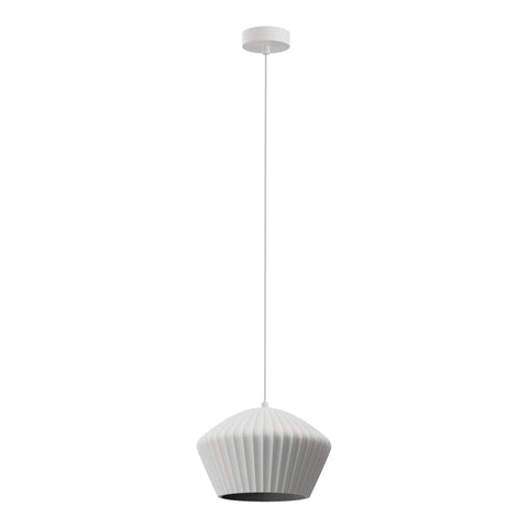 Munia Ribbed Gypsum Paintable Surface 345mm White E27 Pendant