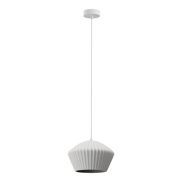 Munia Ribbed Gypsum Paintable Surface 345mm White E27 Pendant