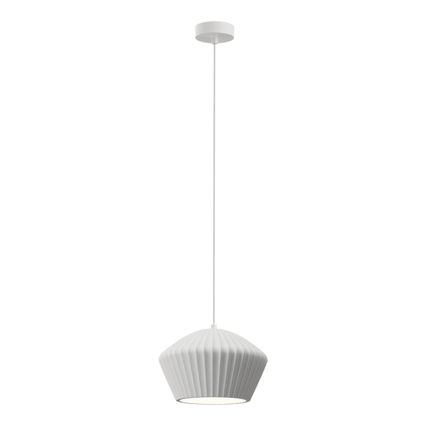 Munia Ribbed Gypsum Paintable Surface 345mm White E27 Pendant