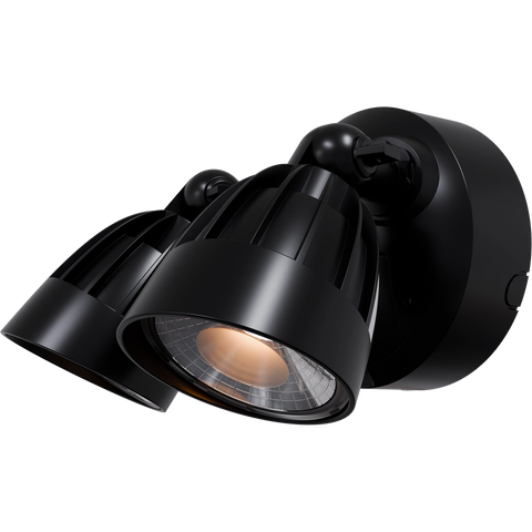 Nighthawk 30w CCT LED Double Exterior IP65 Spotlight with Sensor Black