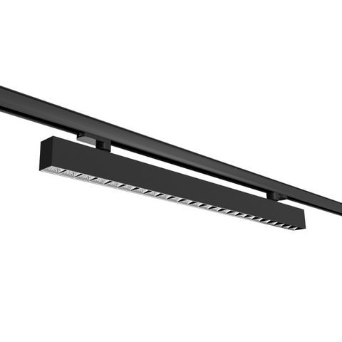 17w 498mm Linear Light with 3 Circuit Track Mount and Louvre Lens Black 3000k