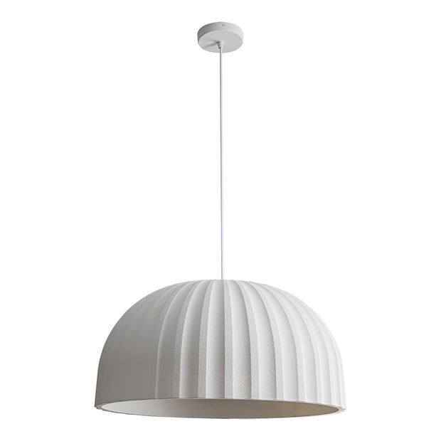 Rachis Ribbed Polymer Resin 600mm White IP20 E27 Pendant