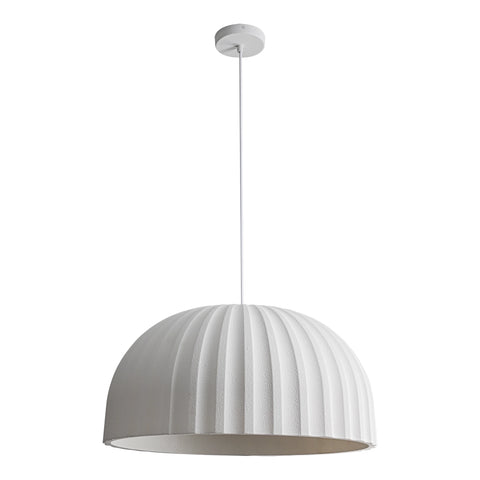 Rachis Ribbed Polymer Resin 450mm White IP20 E27 Pendant