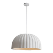 Rachis Ribbed Polymer Resin 450mm White IP20 E27 Pendant