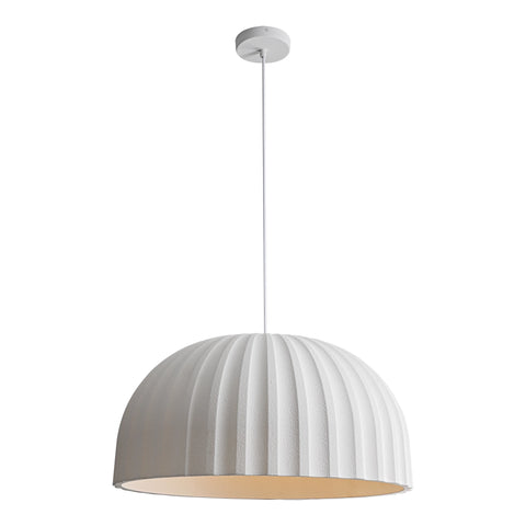 Rachis Ribbed Polymer Resin 450mm White IP20 E27 Pendant