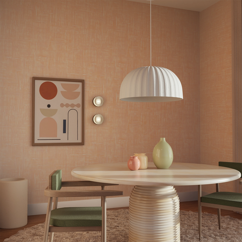 Rachis Ribbed Polymer Resin 450mm White IP20 E27 Pendant