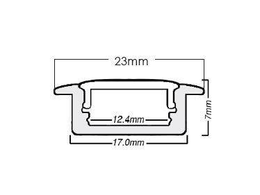 Aluminium Extrusion 3m Recessed Profile Silver
