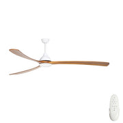 Sanctuary 92 DC Ceiling Fan White with Teak Blades and LED Light