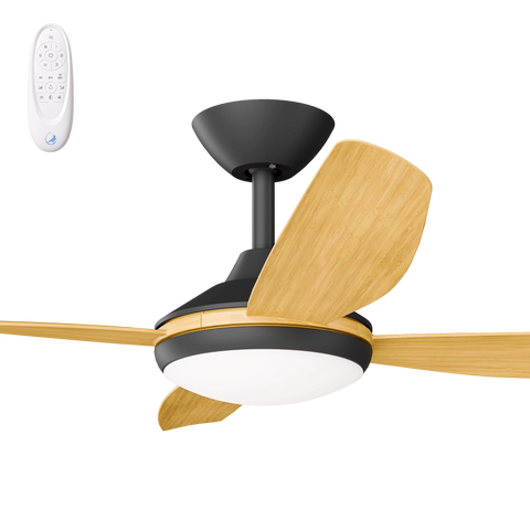 Vanga 48 DC Ceiling Fan Black with Bamboo Blades and LED Light