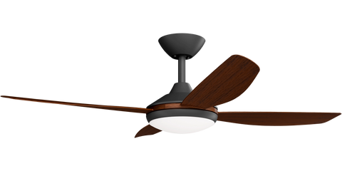 Vanga 48 DC Ceiling Fan Black with Koa Blades and LED Light