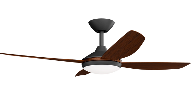 Vanga 48 DC Ceiling Fan Black with Koa Blades and LED Light