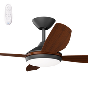 Vanga 48 DC Ceiling Fan Black with Koa Blades and LED Light