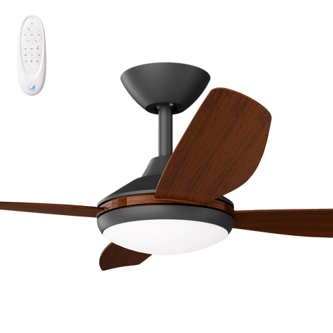 Vanga 48 DC Ceiling Fan Black with Koa Blades and LED Light