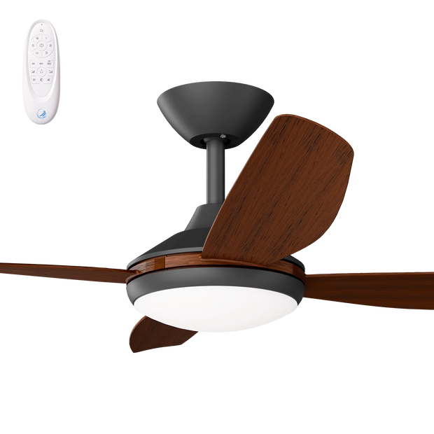 Vanga 48 DC Ceiling Fan Black with Koa Blades and LED Light