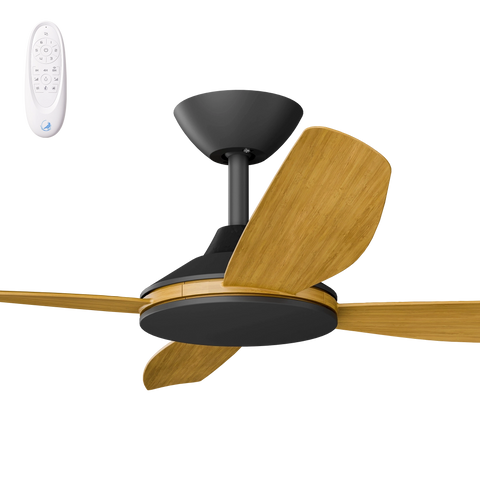 Vanga 48 DC Ceiling Fan Black with Teak Blades