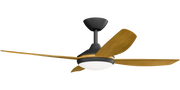 Vanga 48 DC Ceiling Fan Black with Teak Blades and LED Light