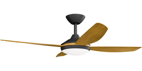 Vanga 48 DC Ceiling Fan Black with Teak Blades and LED Light