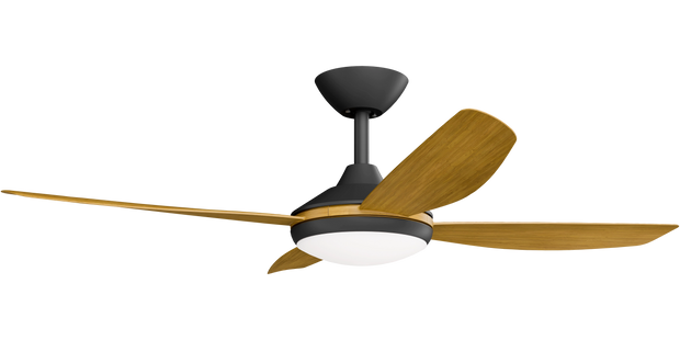 Vanga 48 DC Ceiling Fan Black with Teak Blades and LED Light