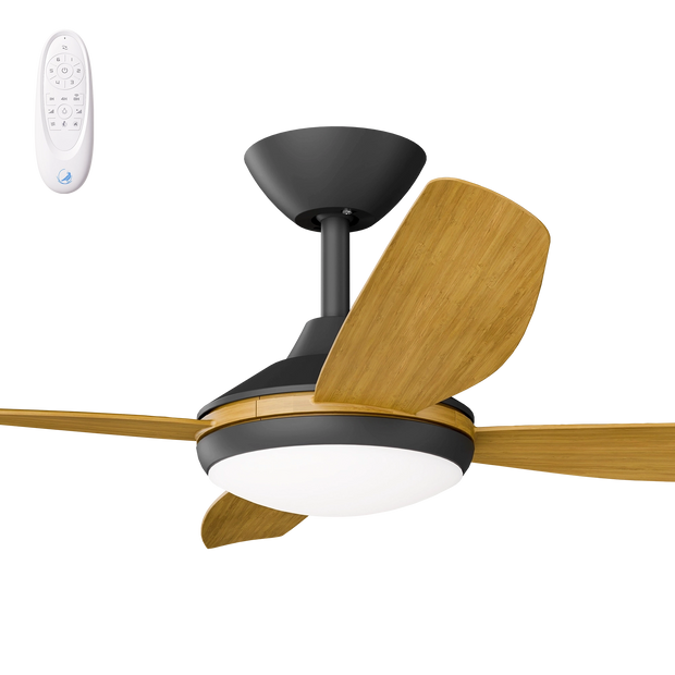 Vanga 48 DC Ceiling Fan Black with Teak Blades and LED Light