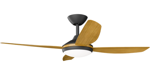 Vanga 48 DC Ceiling Fan Black with Teak Blades and LED Light