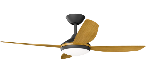 Vanga 48 DC Ceiling Fan Black with Teak Blades and LED Light