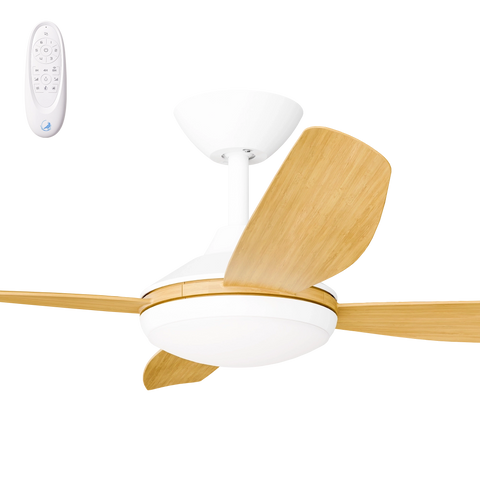 Vanga 48 DC Ceiling Fan White with Bamboo Blades and LED Light