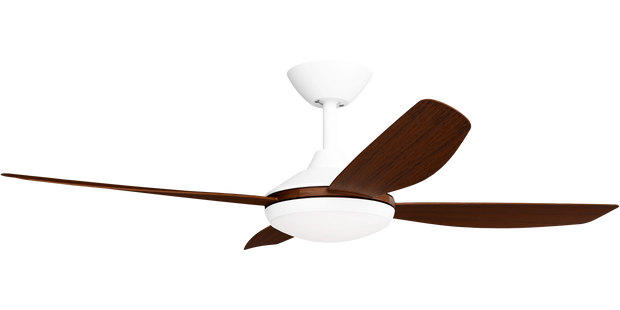 Vanga 48 DC Ceiling Fan White with Koa Blades and LED Light