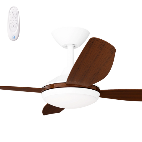 Vanga 48 DC Ceiling Fan White with Koa Blades and LED Light