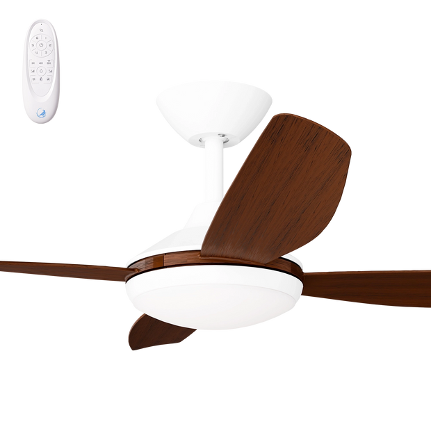 Vanga 48 DC Ceiling Fan White with Koa Blades and LED Light