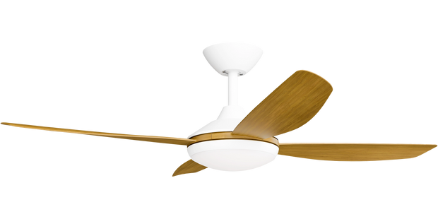 Vanga 48 DC Ceiling Fan White with Teak Blades and LED Light