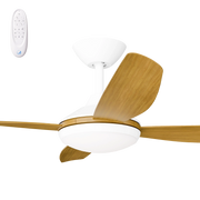 Vanga 48 DC Ceiling Fan White with Teak Blades and LED Light