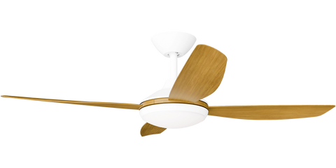 Vanga 48 DC Ceiling Fan White with Teak Blades and LED Light