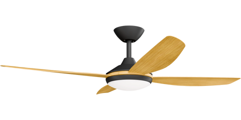 Vanga 52 DC Ceiling Fan Black with Bamboo Blades and LED Light