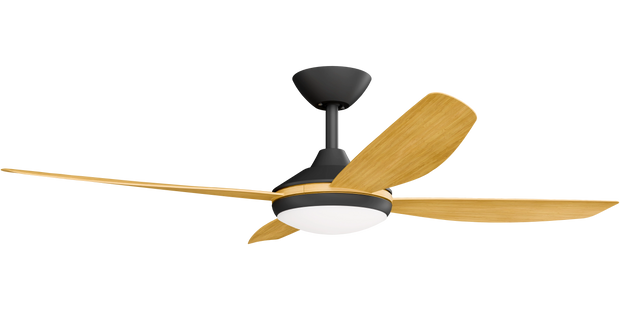 Vanga 52 DC Ceiling Fan Black with Bamboo Blades and LED Light