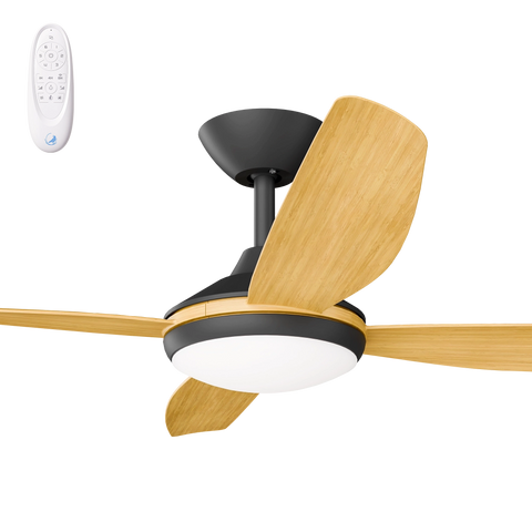 Vanga 52 DC Ceiling Fan Black with Bamboo Blades and LED Light