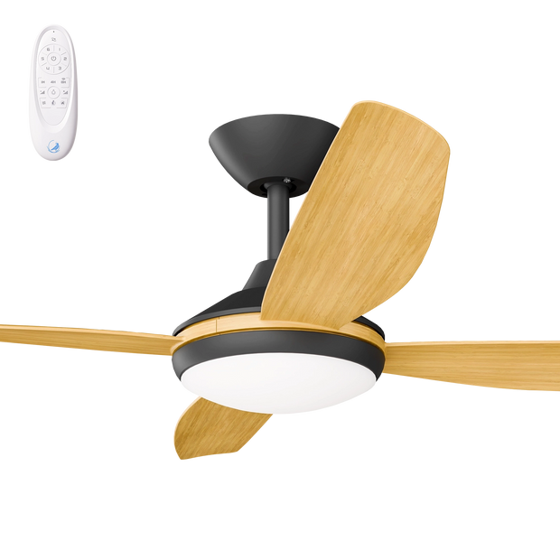 Vanga 52 DC Ceiling Fan Black with Bamboo Blades and LED Light