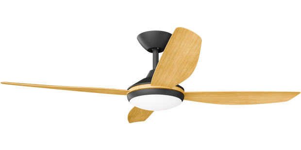 Vanga 52 DC Ceiling Fan Black with Bamboo Blades and LED Light