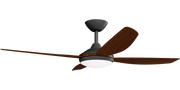 Vanga 52 DC Ceiling Fan Black with Koa Blades and LED Light