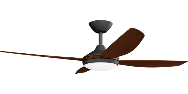 Vanga 52 DC Ceiling Fan Black with Koa Blades and LED Light