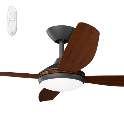 Vanga 52 DC Ceiling Fan Black with Koa Blades and LED Light