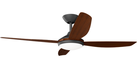 Vanga 52 DC Ceiling Fan Black with Koa Blades and LED Light