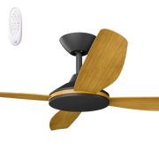 Vanga 52 DC Ceiling Fan Black with Teak Blades