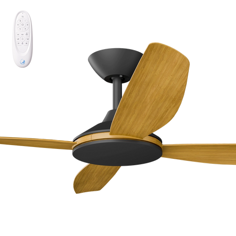 Vanga 52 DC Ceiling Fan Black with Teak Blades