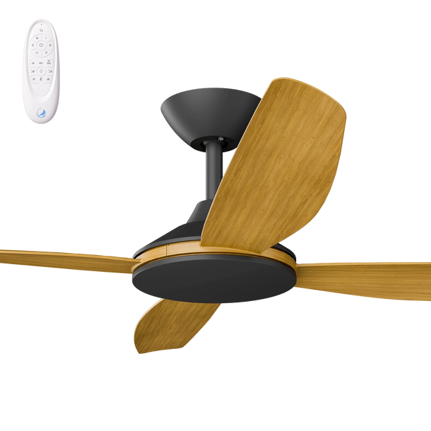 Vanga 52 DC Ceiling Fan Black with Teak Blades