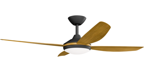 Vanga 52 DC Ceiling Fan Black with Teak Blades and LED Light