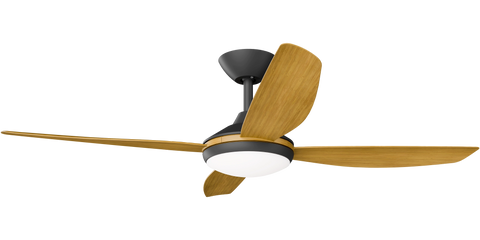 Vanga 52 DC Ceiling Fan Black with Teak Blades and LED Light