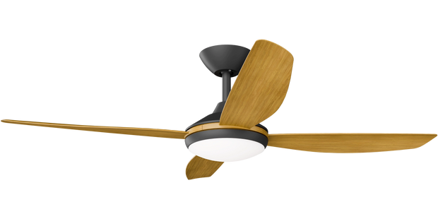 Vanga 52 DC Ceiling Fan Black with Teak Blades and LED Light