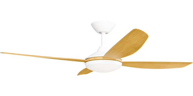 Vanga 52 DC Ceiling Fan White with Bamboo Blades and LED Light